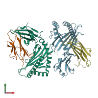 PDB entry 6tdr coloured by chain, front view.