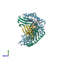 PDB entry 6tdr coloured by chain, side view.