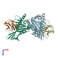 PDB entry 6tdr coloured by chain, top view.