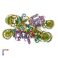 PDB entry 6tem coloured by chain, top view.