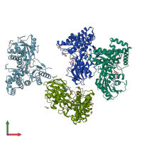 PDB entry 6tep coloured by chain, front view.