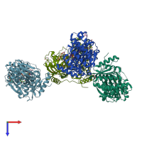 PDB entry 6tep coloured by chain, top view.