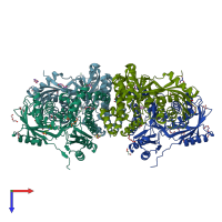 PDB entry 6teq coloured by chain, top view.
