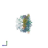 PDB entry 6tgc coloured by chain, side view.