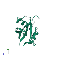 PDB entry 6tgy coloured by chain, side view.