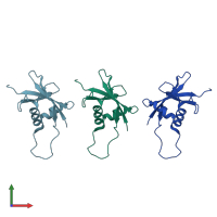 PDB entry 6th3 coloured by chain, front view.