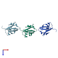 PDB entry 6th3 coloured by chain, top view.