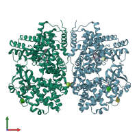 PDB entry 6thp coloured by chain, front view.