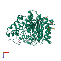 PDB entry 6thv coloured by chain, top view.