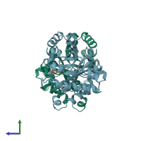 PDB entry 6tim coloured by chain, side view.