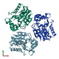 PDB entry 6tj2 coloured by chain, front view.