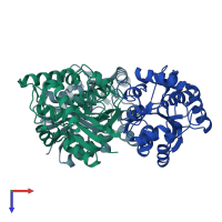 PDB entry 6tj2 coloured by chain, top view.