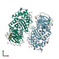 PDB entry 6tjj coloured by chain, front view.