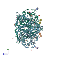 PDB entry 6tjj coloured by chain, side view.