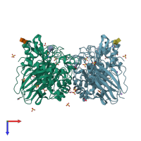 PDB entry 6tjj coloured by chain, top view.