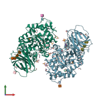 PDB entry 6tjk coloured by chain, front view.