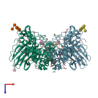 PDB entry 6tjk coloured by chain, top view.