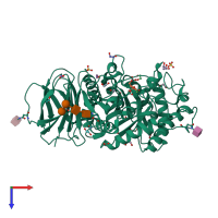 PDB entry 6tjq coloured by chain, top view.