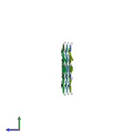 PDB entry 6tjx coloured by chain, side view.