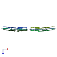 PDB entry 6tjx coloured by chain, top view.