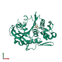 PDB entry 6tkx coloured by chain, front view.