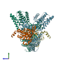 PDB entry 6tkz coloured by chain, side view.