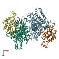 PDB entry 6tkz coloured by chain, top view.