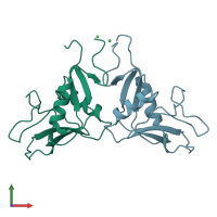 PDB entry 6tl7 coloured by chain, front view.