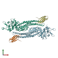 PDB entry 6tlc coloured by chain, front view.