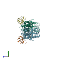 PDB entry 6tlc coloured by chain, side view.