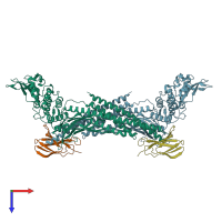 PDB entry 6tlc coloured by chain, top view.