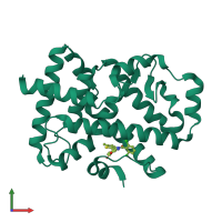 PDB entry 6tlm coloured by chain, front view.