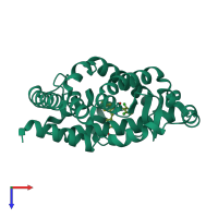 PDB entry 6tlm coloured by chain, top view.