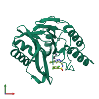 PDB entry 6tm9 coloured by chain, front view.