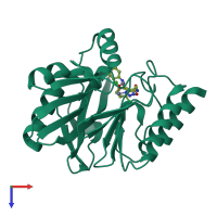 PDB entry 6tm9 coloured by chain, top view.