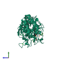 PDB entry 6tmn coloured by chain, side view.