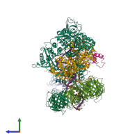 PDB entry 6tnz coloured by chain, side view.