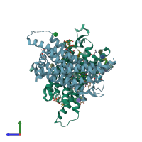 PDB entry 6tod coloured by chain, side view.