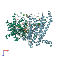 PDB entry 6tod coloured by chain, top view.