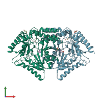 PDB entry 6tor coloured by chain, front view.