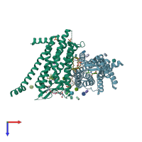 PDB entry 6tos coloured by chain, top view.