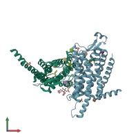 PDB entry 6tot coloured by chain, front view.