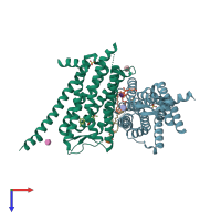 PDB entry 6tp4 coloured by chain, top view.