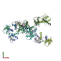 PDB entry 6tp9 coloured by chain, front view.