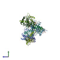 PDB entry 6tp9 coloured by chain, side view.