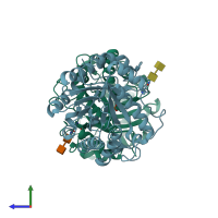 PDB entry 6tpc coloured by chain, side view.