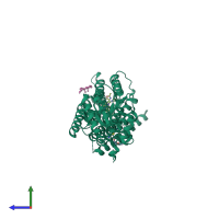 PDB entry 6tpk coloured by chain, side view.