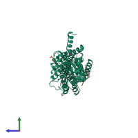PDB entry 6tpn coloured by chain, side view.