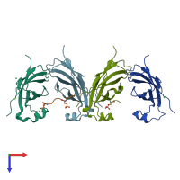 PDB entry 6tqr coloured by chain, top view.