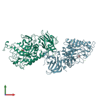 PDB entry 6tr4 coloured by chain, front view.